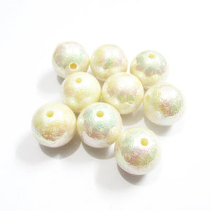 100pcs Beige Illusion Wrinkles Pearl Beads For Chunky Necklace