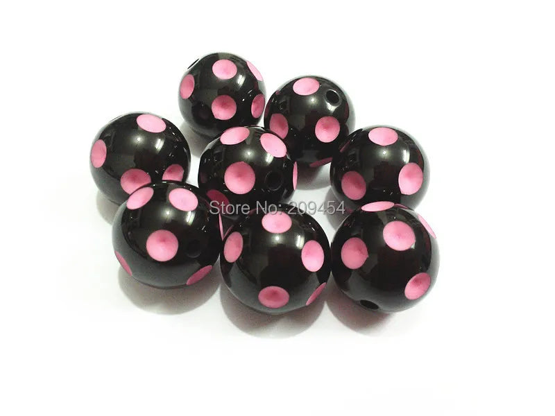 100pcs 20mm Pink Polka Dot Beads Chunky Beads