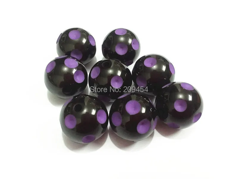 20mm 100pcs Purple Polka Dot Beads, Kids Necklace Making