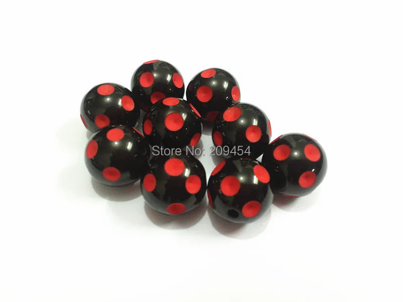 100pcs Red Polka Dot Chunky Beads for Kids Necklace Making