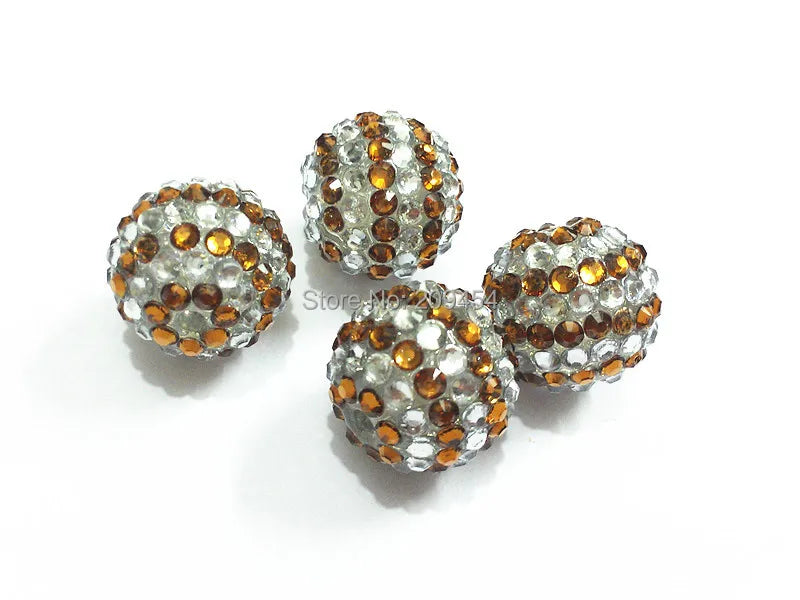 20mm 100pcs/lot Brown Clear Stripe Resin Rhinestone Ball Beads