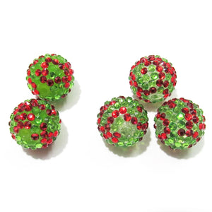 100pcs 20mm Mixed Resin Rhinestone Beads Chunky Christmas Necklace