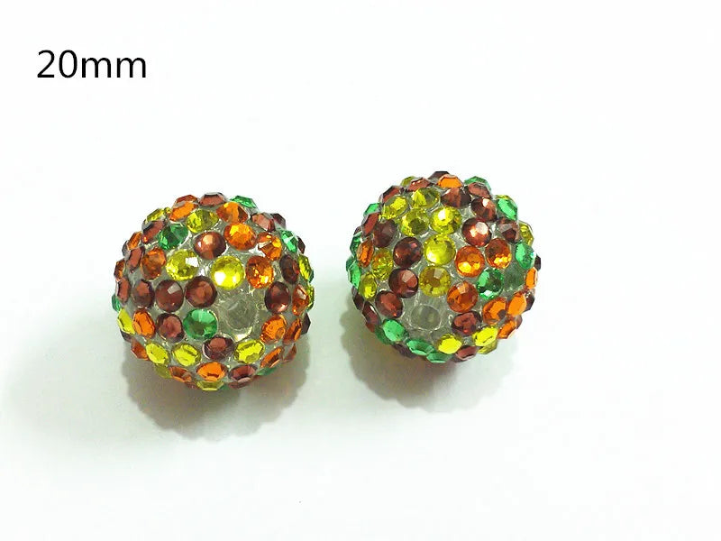 100pcs Mixed Color Resin Rhinestone Ball Beads 20mm