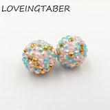 20mm 100pcs Light Pink/Blue/Gold Resin Rhinestone Beads for Kids Jewelry Making