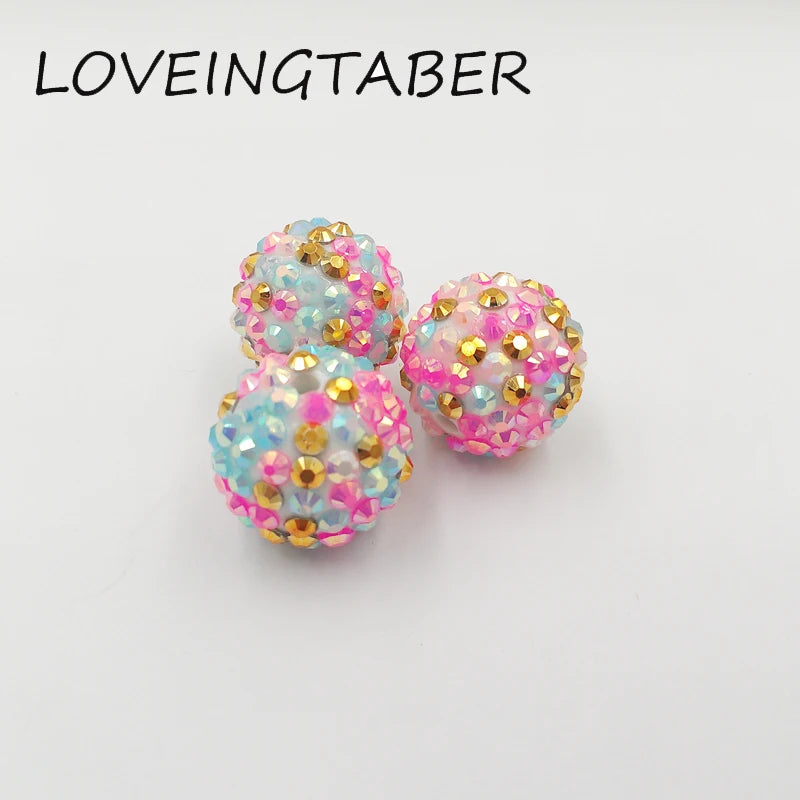 20mm 100pcs Resin Rhinestone Beads, Chunky Beads For Jewelry Making
