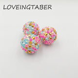 20mm 100pcs Resin Rhinestone Beads, Chunky Beads For Jewelry Making