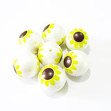 100pcs Matte Pearl Print Sunflower Beads Chunky Jewelry