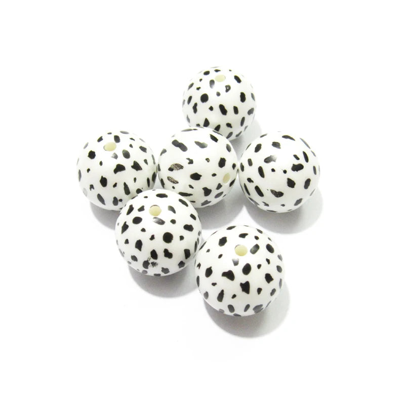20mm 100pcs/lot Matte Pearl Printed Small Dots Beads For Chunky Jewelry