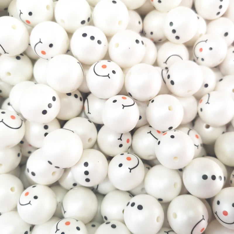 100pcs Matte Pearl Snowman Beads Chunky Jewelry