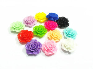 100pcs Mixed Flat Resin Flower Beads, 20mm with Hole