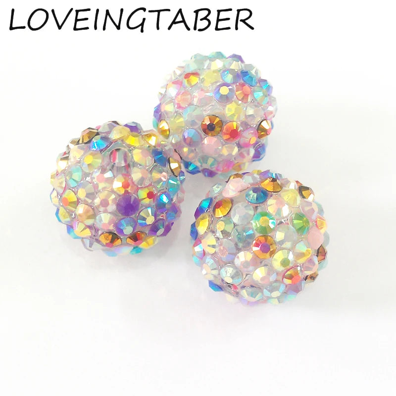 20mm 100pcs Mixed Color Resin Rhinestone Beads for Jewelry Making