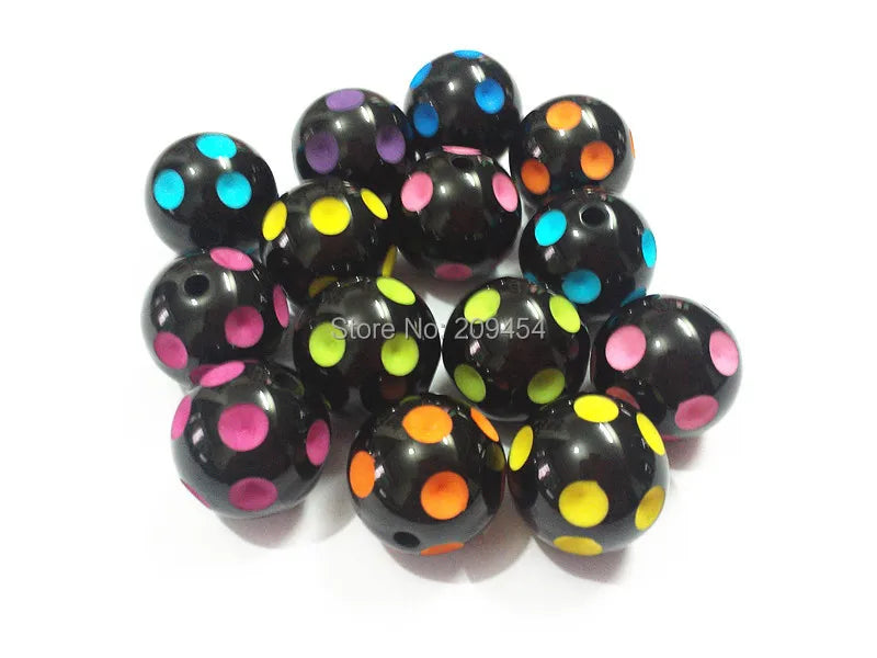 100pcs/lot Mixed Polka Dot Beads,Chunky Beads for Kids Necklace Making