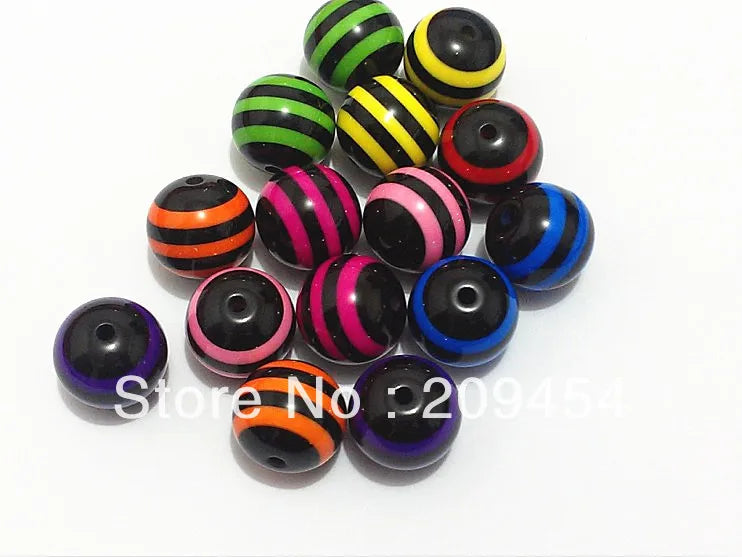 20mm Mixed Stripe Beads Kids Necklace 100pcs