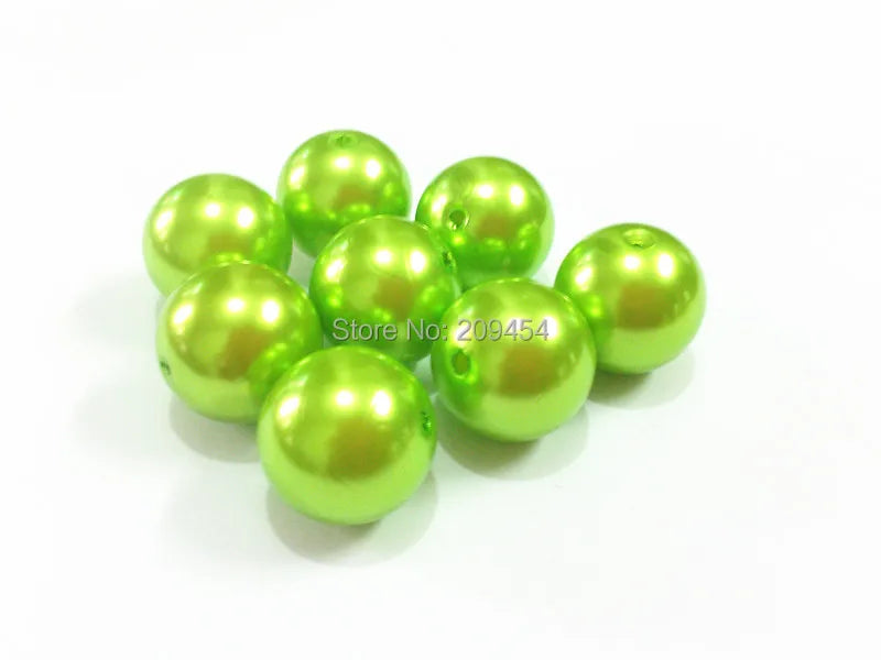 20mm 100pcs/lot Bright Lime Green Chunky Round Pearl Acrylic Beads