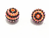 20mm Orange Stripe Resin Rhinestone Ball Bead Lot