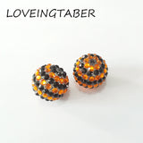 20mm 100pcs/lot Orange Stripe Resin Rhinestone Ball Beads
