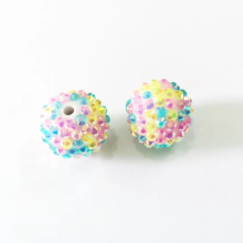 20mm 100pcs/lot Mixed Resin Rhinestone Beads For Kids Necklace