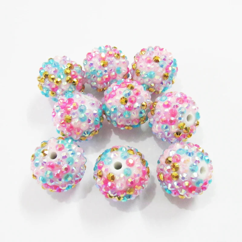 100pcs 20mm Resin Rhinestone Ball Beads Mix for Jewelry Making
