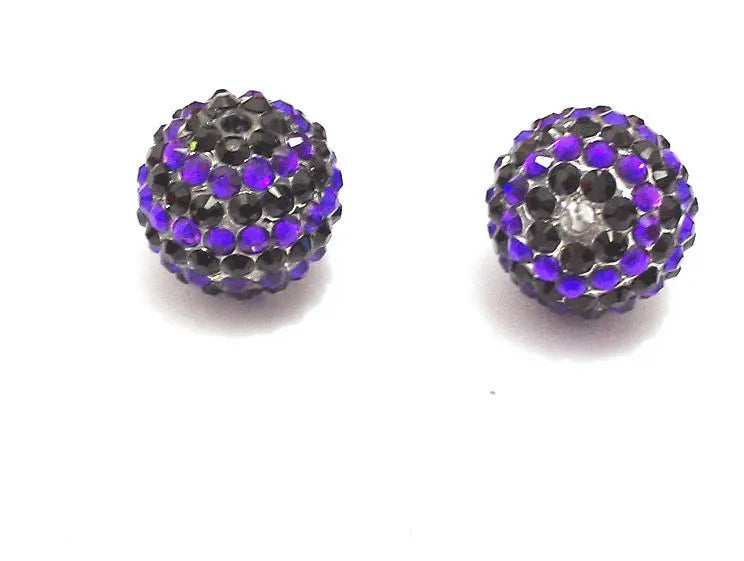 20mm 100pcs Purple Stripe Resin Rhinestone Ball Beads