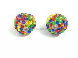 Rainbow Mixed Resin Rhinestone Ball Beads, Chunky Beads For Kids