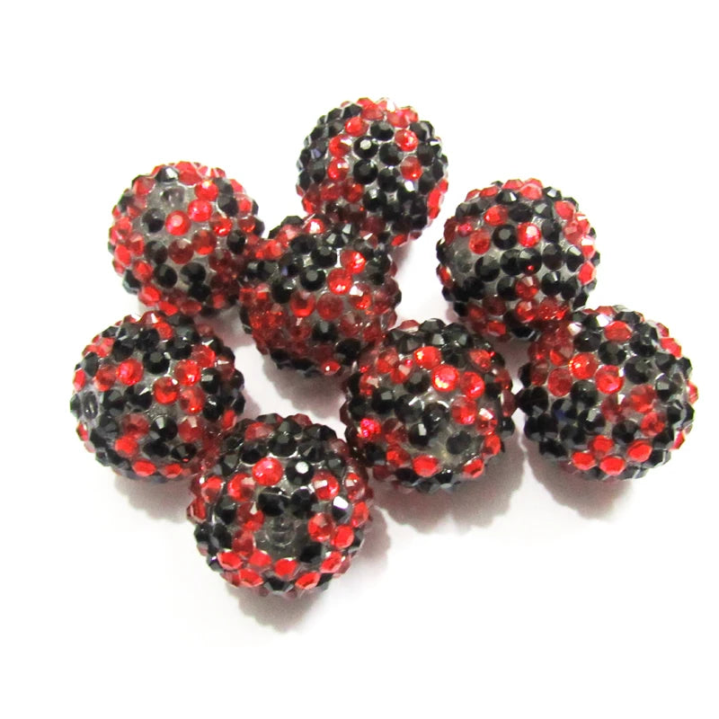 20mm 100pcs/lot Red & Mixed Resin Rhinestone Beads, Chunky Beads For Kids