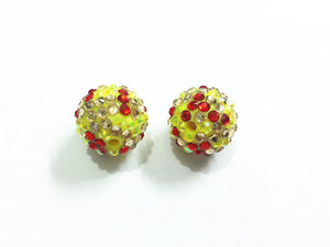 20mm 100pcs Mixed Rhinestone Ball Beads Red/Champagne/Yellow Resin Chunky Beads