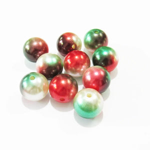 100pcs 20mm Red/Dark Green/White Acrylic Pearl Beads For Kids Jewelry