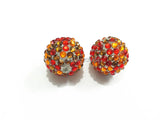 20mm 100pcs/lot Red/Orange/Coffee Resin Rhinestone Ball Beads
