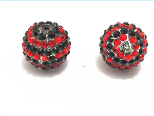 20mm 100pcs/lot Red Stripe Resin Rhinestone Ball Beads