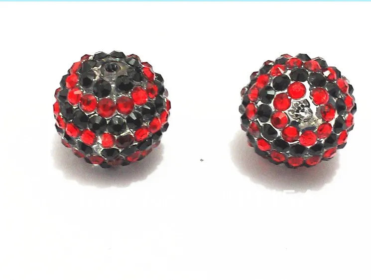 20mm 100pcs/lot Red Stripe Resin Rhinestone Ball Beads