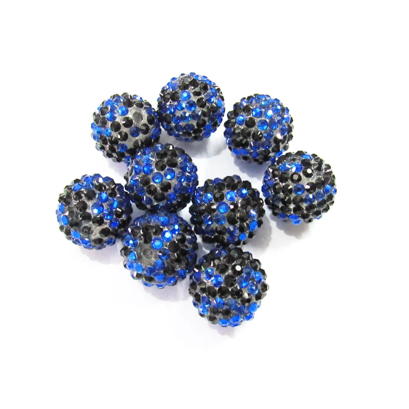 20mm 100pcs Royalblue & Mixed Resin Rhinestone Ball Beads Chunky Beads