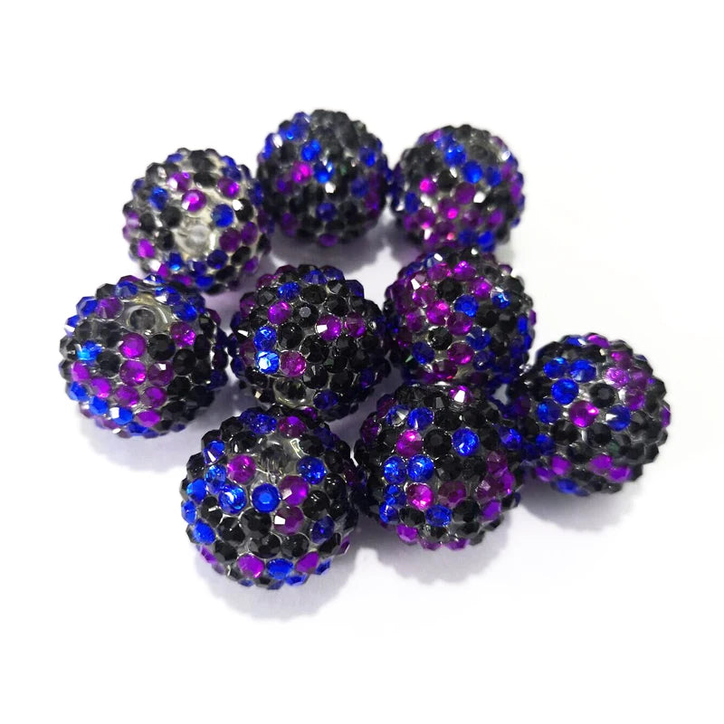 100pcs 20mm Mixed Resin Rhinestone Beads, Chunky Beads For Kids Jewelry Making