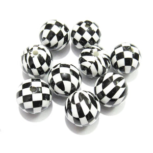 20mm 100pcs/lot Solid Beads Printed Plaid Beads For Chunky Kids Jewelry