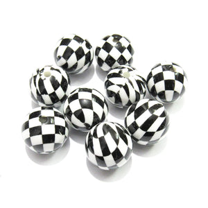 20mm 100pcs/lot Solid Beads Printed Plaid Beads For Chunky Kids Jewelry