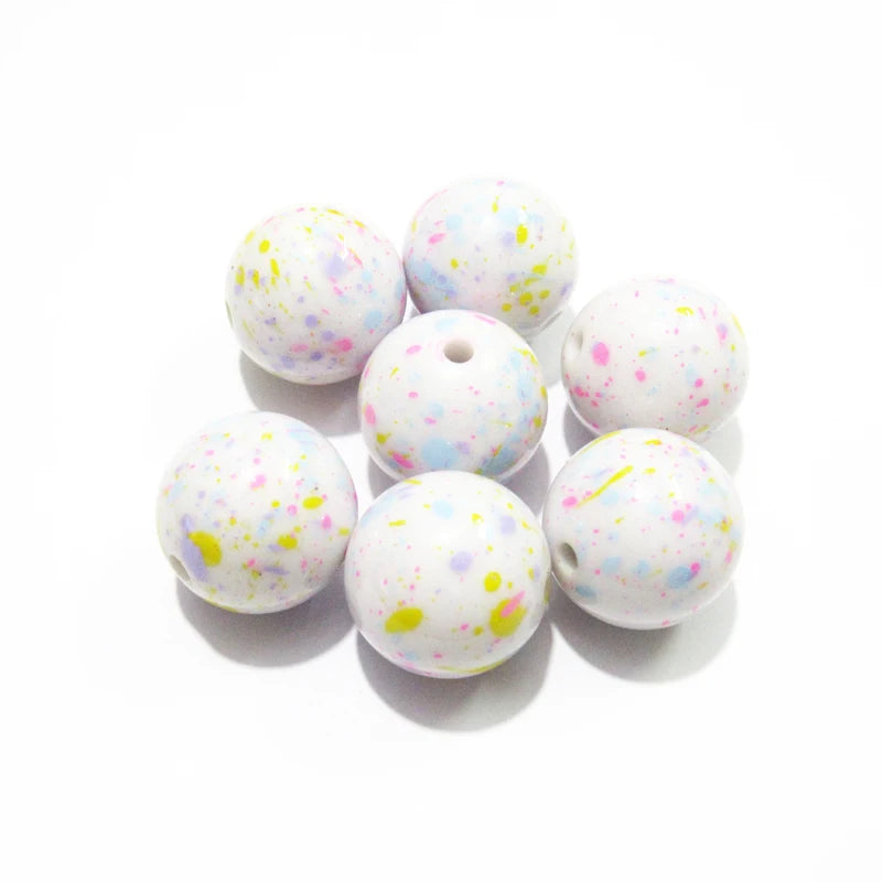 100pcs/lot Solid Spray Pastel Colors Beads For Easter Chunky Kids Jewelry