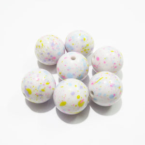 100pcs/lot Solid Spray Pastel Colors Beads For Easter Chunky Kids Jewelry