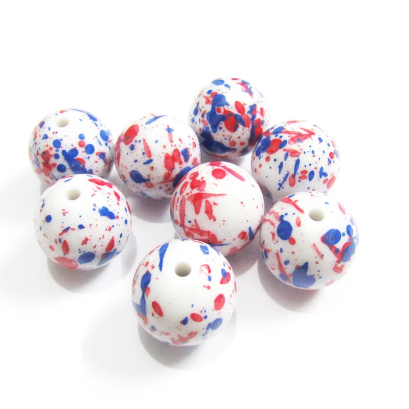 20mm Solid Spray Beads 4th Of July Chunky Kids Jewelry