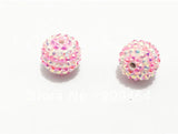 20mm 100pcs Pink Stripe Resin Rhinestone Ball Beads