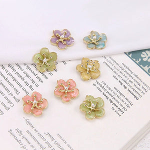 20pcs 19*19MM Daisy Flower Charms Glitter Enamel Earring Pendants