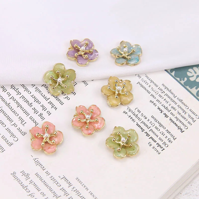 20pcs 19*19MM Daisy Flower Charms Glitter Enamel Earring Pendants