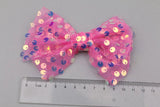 Sequin Beads Decorated Lace Chiffon Fabric Ribbon Bow Patch Stickers