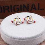 20pcs 20*28MM 3D Hanbok Cloth Pendants Rhinestone Crystal Enamel Alloy Charms