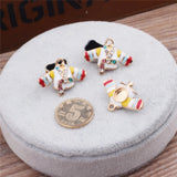 20pcs 20*28MM 3D Hanbok Cloth Pendants Rhinestone Crystal Enamel Alloy Charms