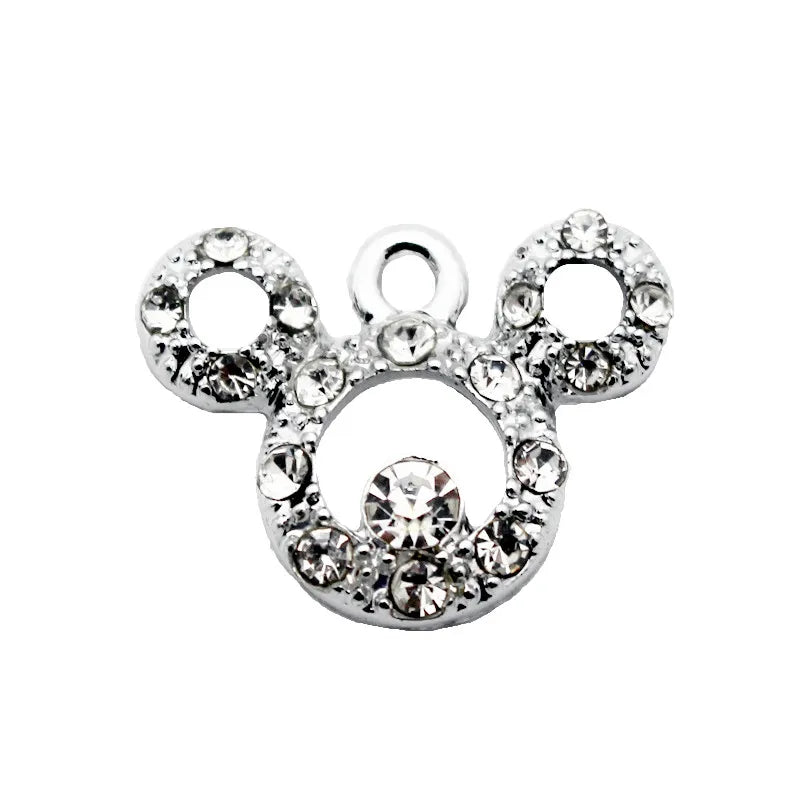 20pcs/lot Crystal Mouse Dangle Charms Lobster Clasp Hanging Charm