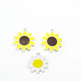 30pcs Full Enamel Sunflower/Daisy Charms For Chunky Jewelry