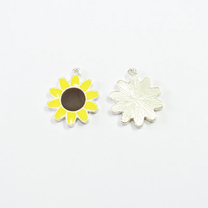 30pcs Full Enamel Sunflower/Daisy Charms For Chunky Jewelry