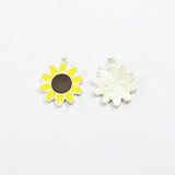 30pcs Full Enamel Sunflower/Daisy Charms For Chunky Jewelry