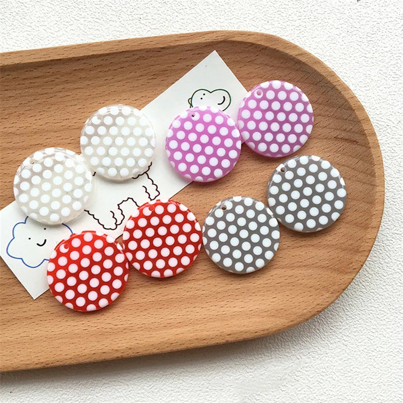 40pcs Polka Dots Resin Charms for Jewelry Making