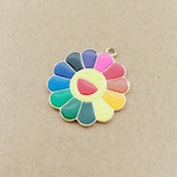 Colorful Enamel Sunflower Charms Alloy Oil Drop 40pcs/Lot