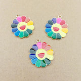 Colorful Enamel Sunflower Charms Alloy Oil Drop 40pcs/Lot